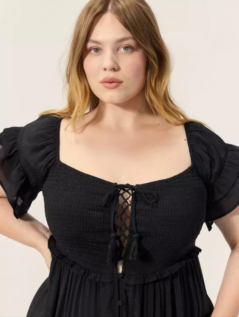 Torrid Black Festi Off-Shoulder Lace-Up Maxi Dress Women's Plus Size 3X Nwt - Picture 2 of 6
